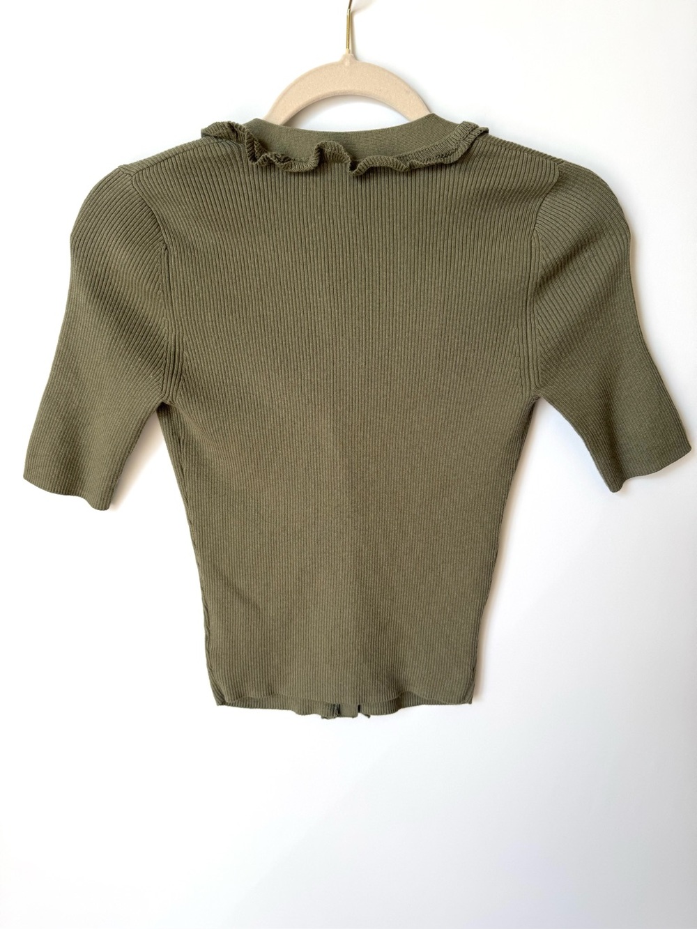 Paige Demetra Ruffle Rib Short Sleeve Cardigan Sweater - Picture 5 of 7
